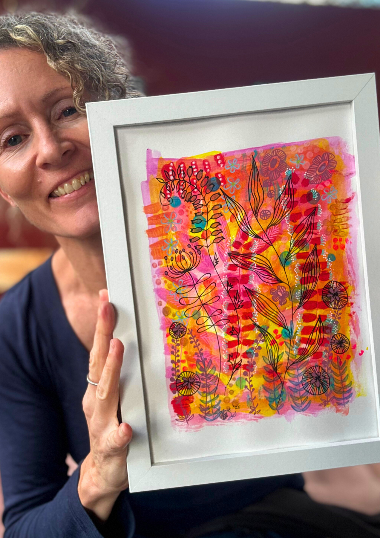 Original Hand Painted Art :  Summer Beach Garden