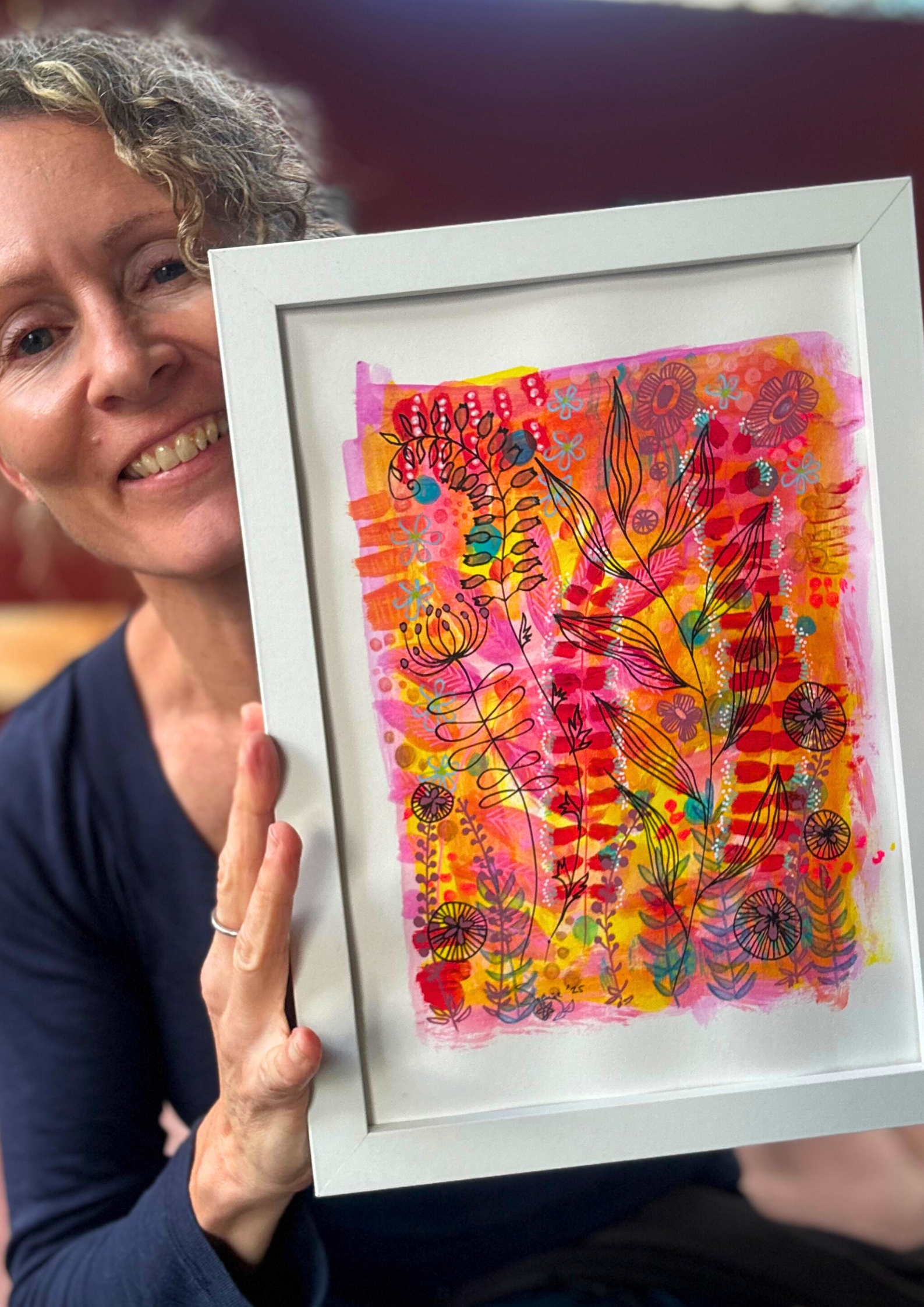 Original Hand Painted Art : Summer Beach Garden