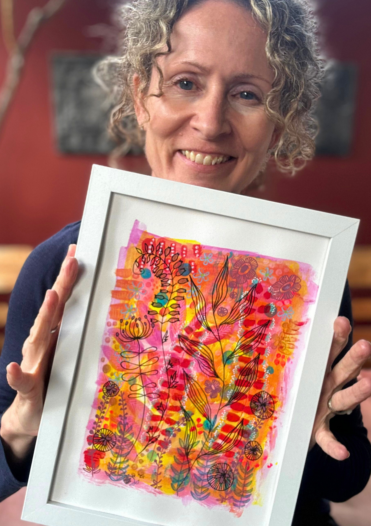 Original Hand Painted Art :  Summer Beach Garden