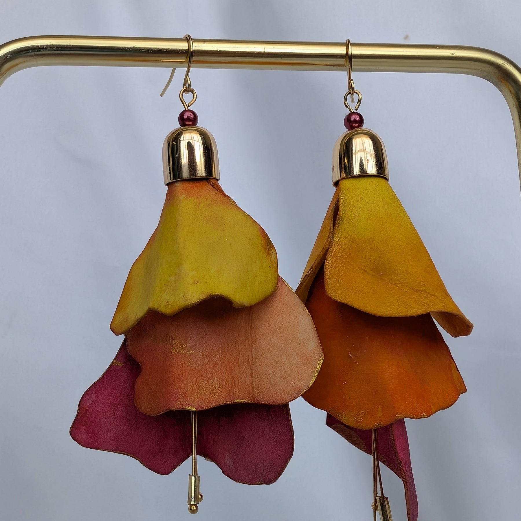 Handmade Fuchsia Flower Statement Earrings – Hand Painted Paper Jewellery