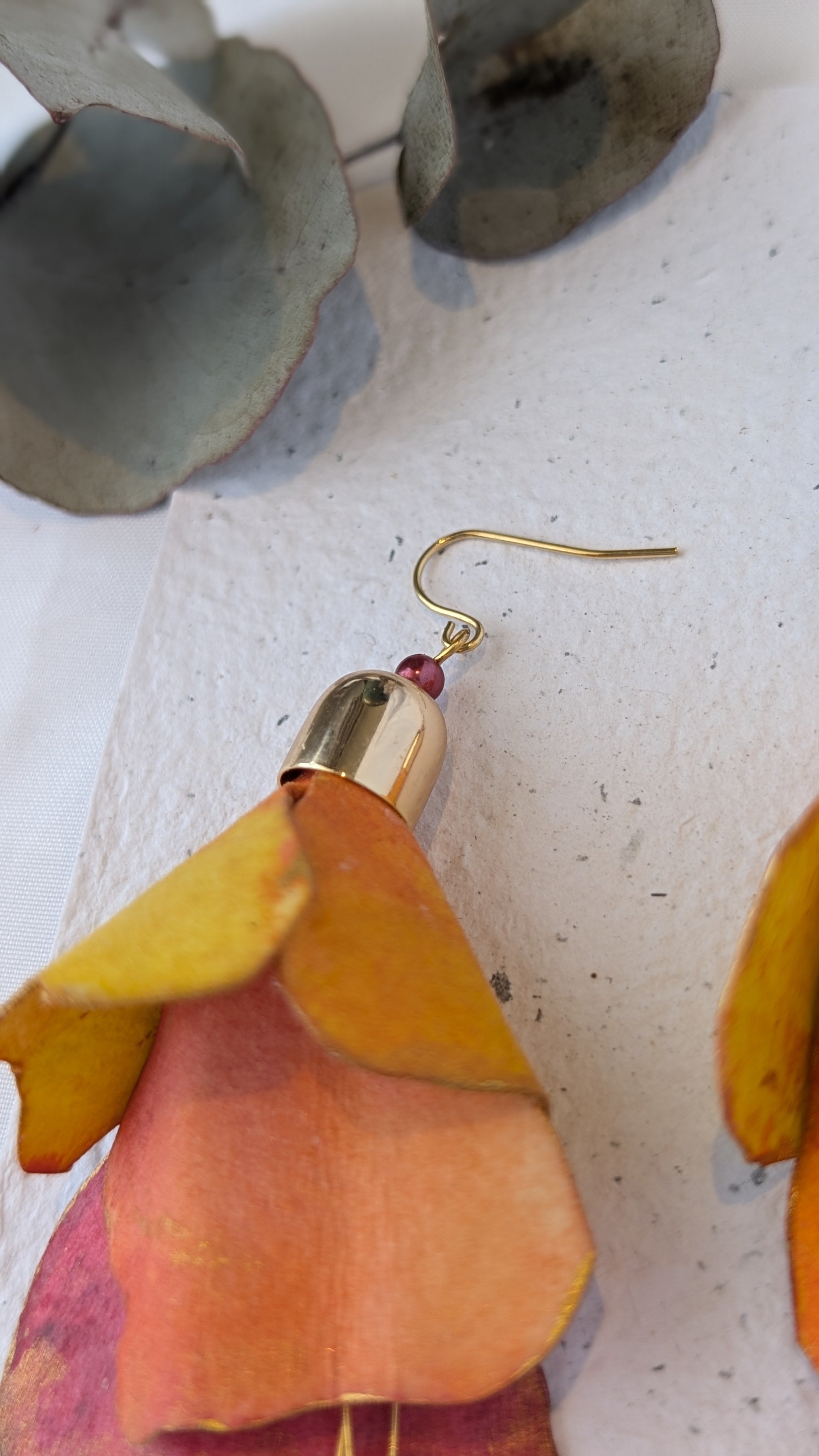 Handmade Fuchsia Flower Statement Earrings – Hand Painted Paper Jewellery