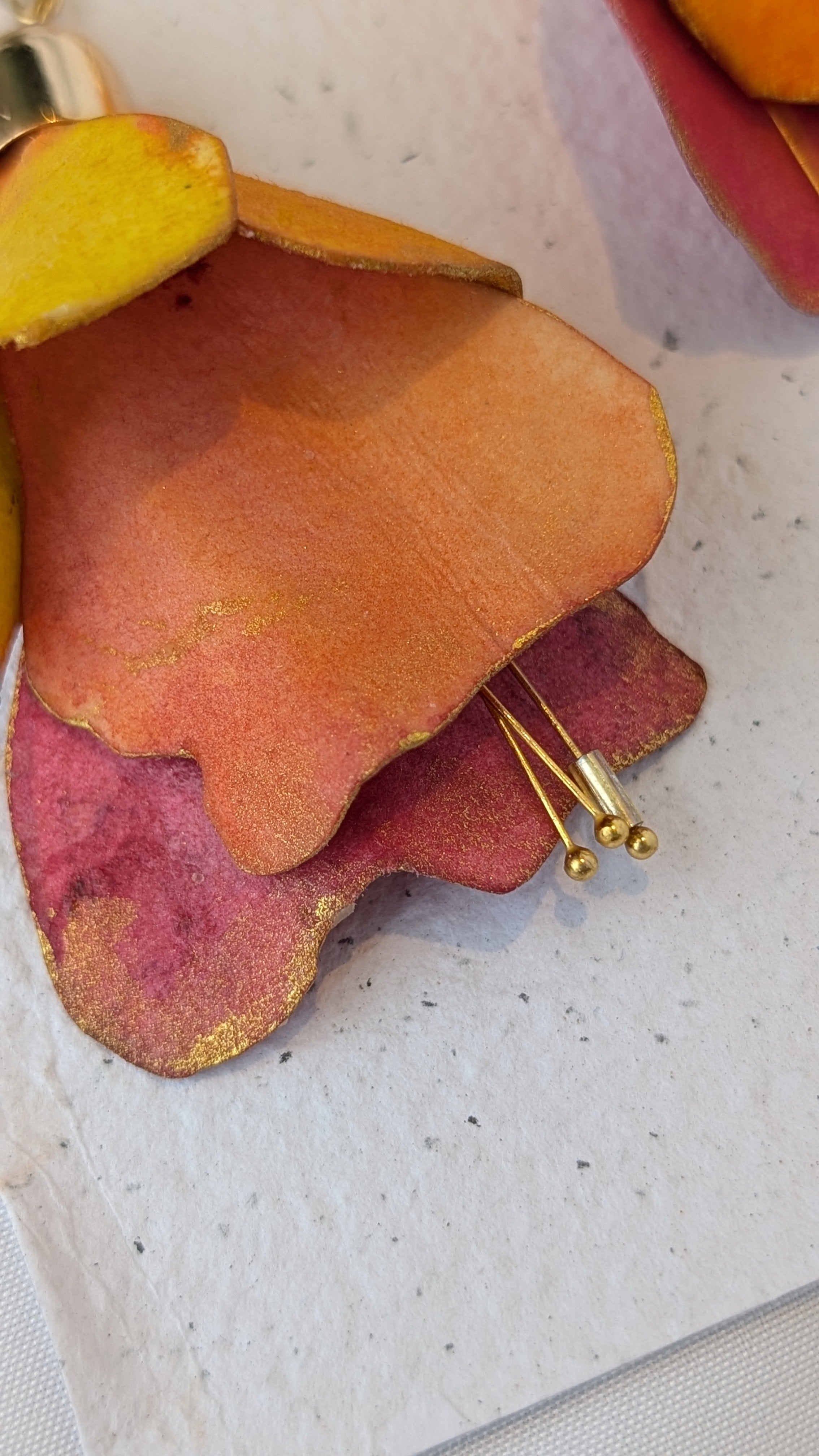 Handmade Fuchsia Flower Statement Earrings – Hand Painted Paper Jewellery