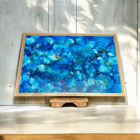 Wall Art | Timber | Alcohol Ink/Resin - The Blues