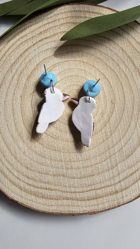 Kookaburra Dangle Earrings,Handmade Polymer Clay Kookaburra Earrings