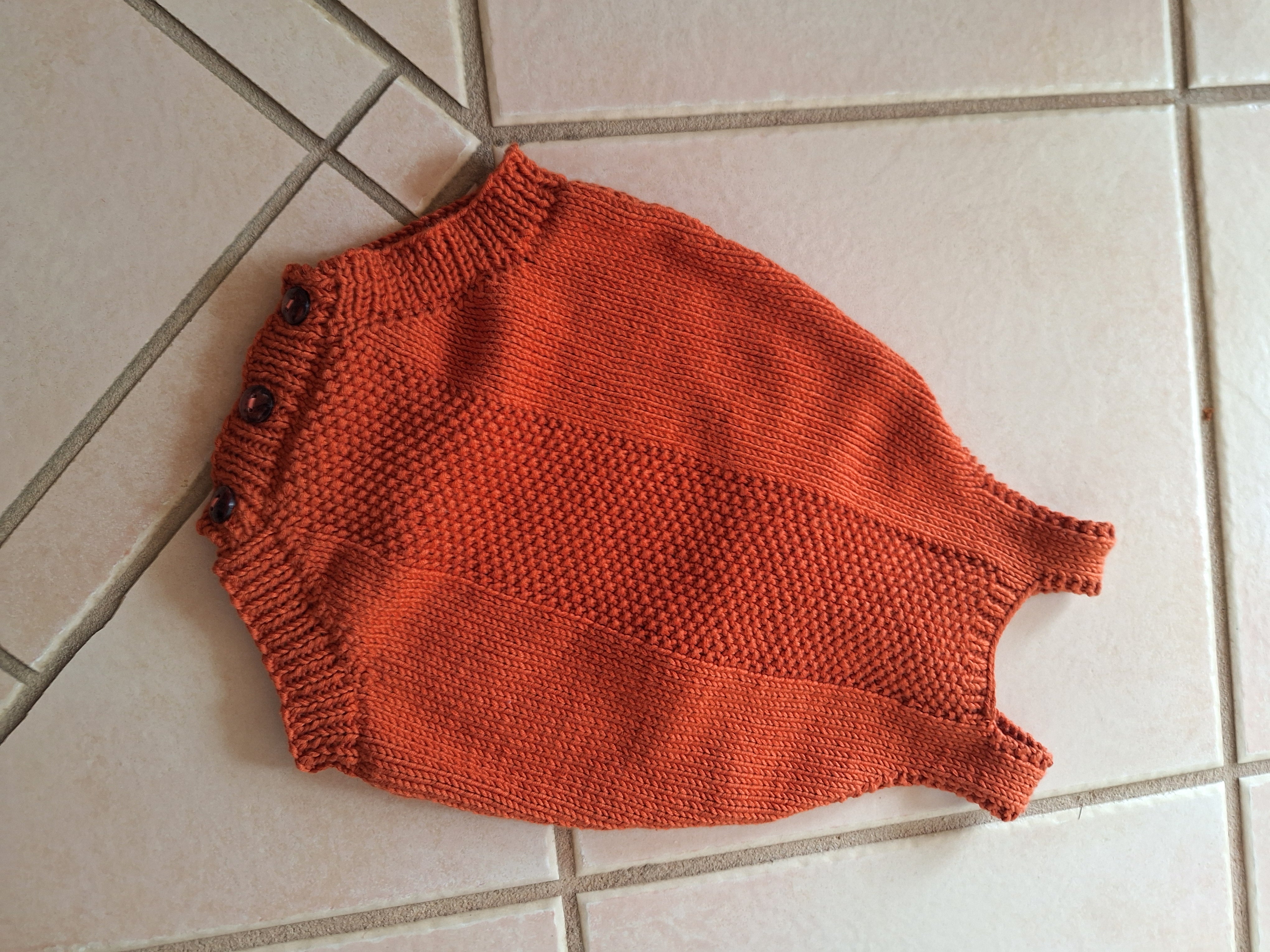 Baby Romper Sz 3-6 mths Handknitted in 100% Natural Yarn