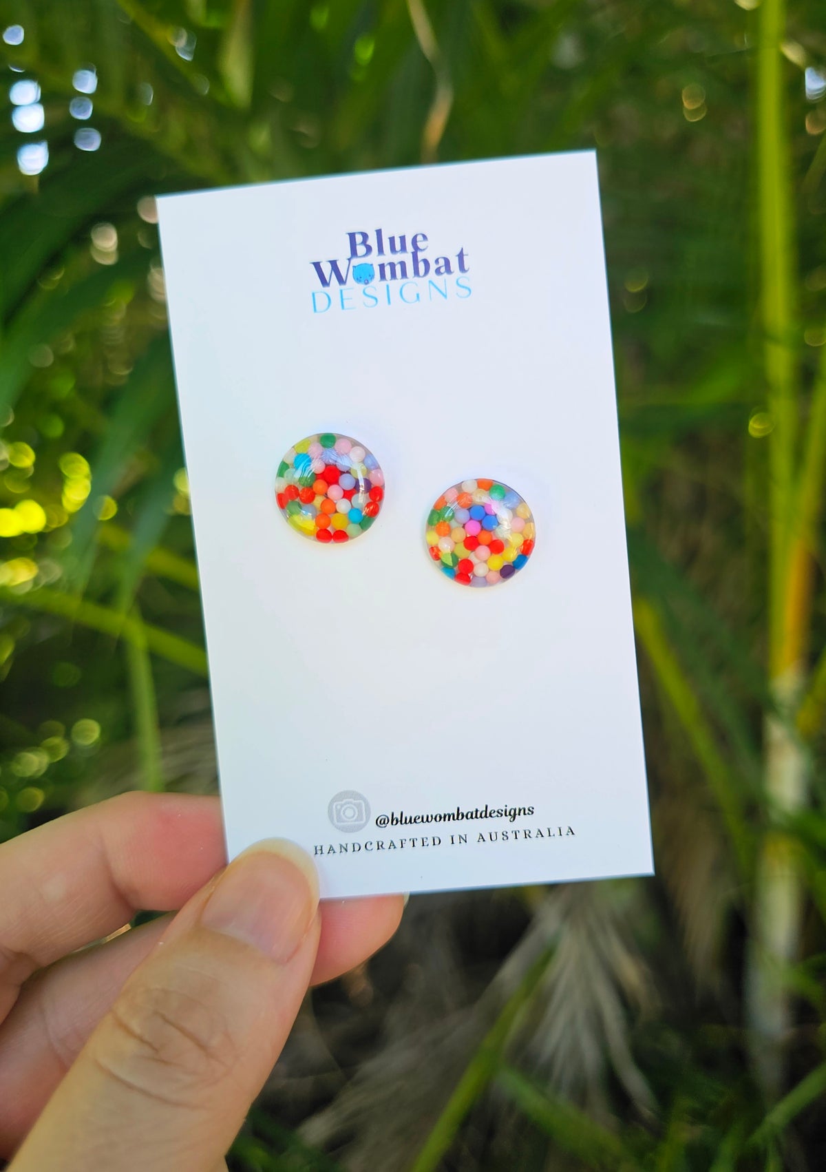 Colourful Resin Domed Mixed Clay Studs 14mm