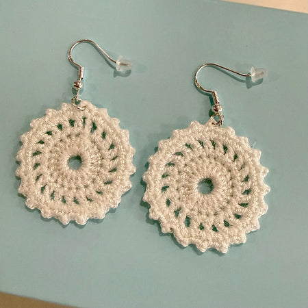 Crochet Earrings - Sunburst Collection: White