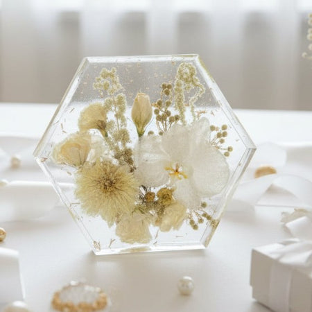 EVER AFTER BLOOMS - Custom Resin Keepsakes - LARGE HEXAGON - MADE TO ORDER