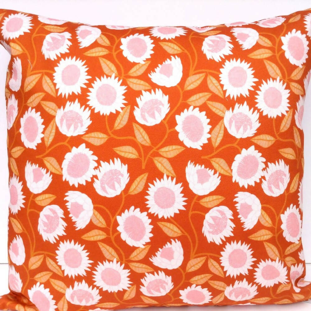 Native floral cushion covers-orange and pink