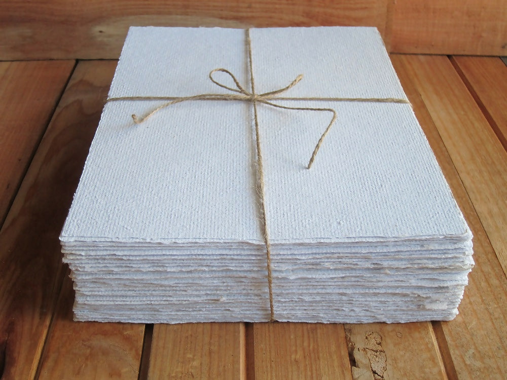 White Handmade Recycled Paper Sheets / Printable Stationery / Craft Paper/ A4