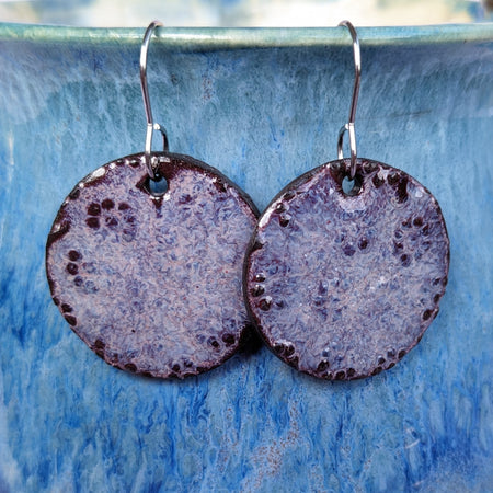 Violet Flowers Earrings. Lightweight, dangle, ceramic earrings.