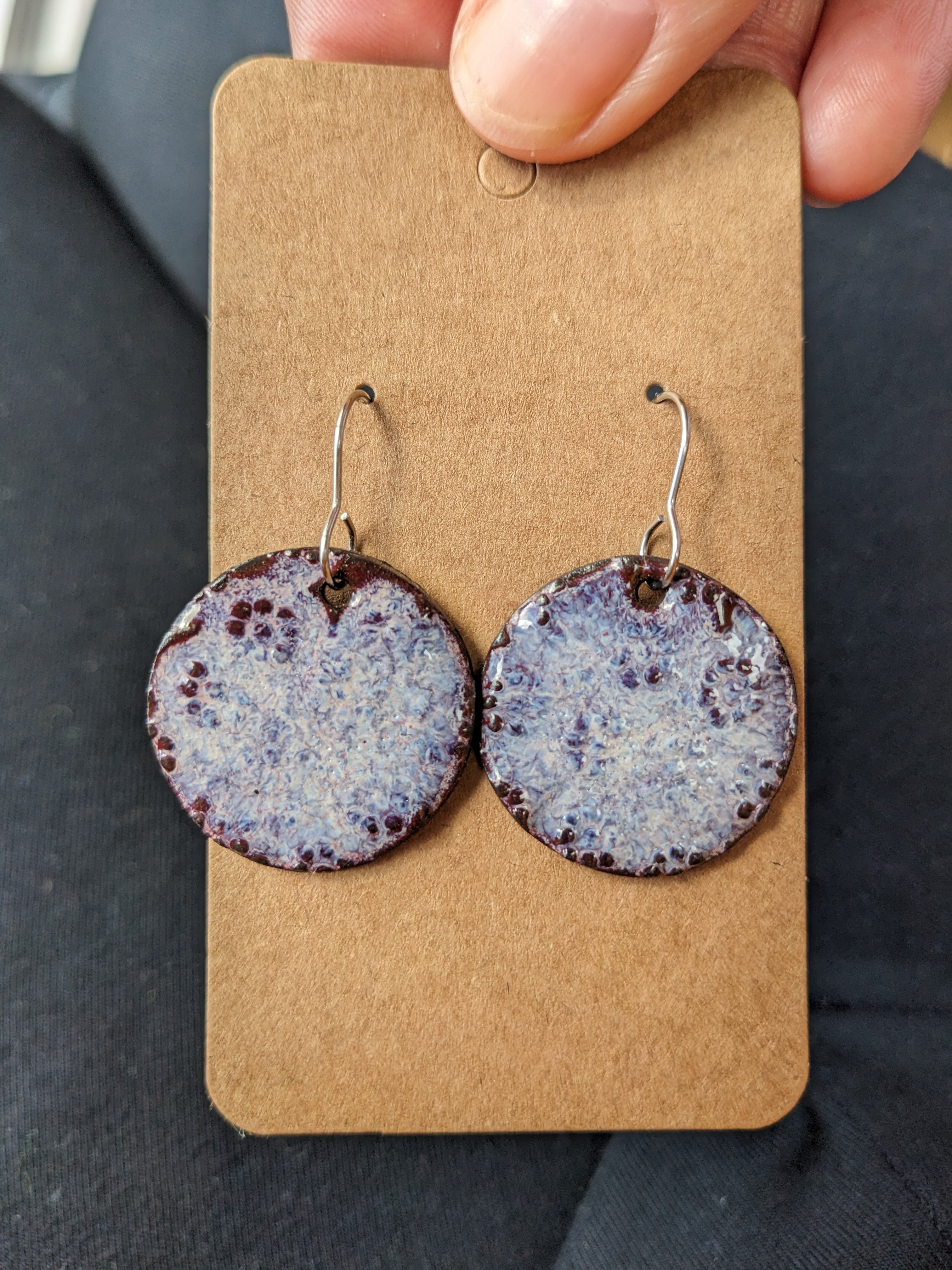 Violet Flowers Earrings. Lightweight, dangle, ceramic earrings.