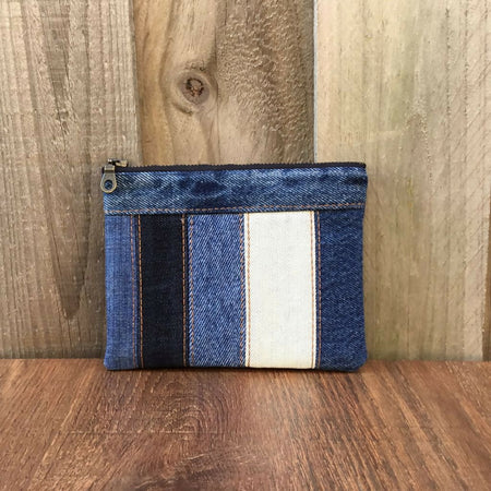 Upcycled Denim Coin Purse - Stripes