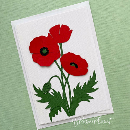 Red Poppy card, blank card, birthday, mothers day.