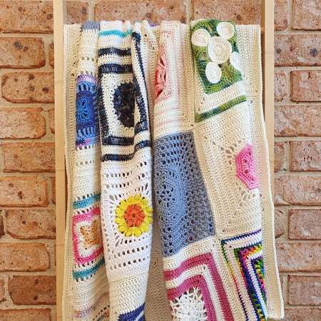 Granny Square Blocks crochet single bed blanket