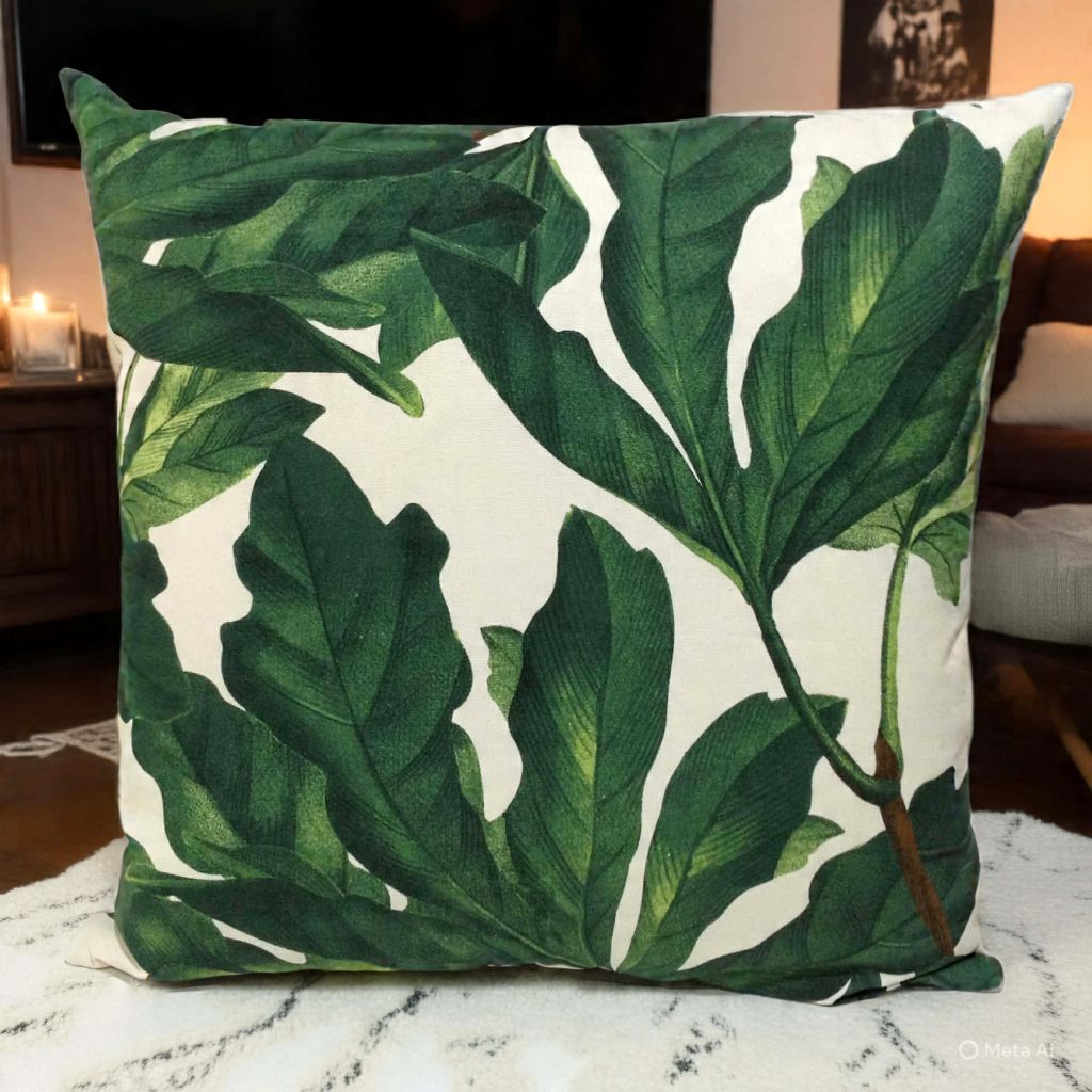 Palm leaf cushion cover. Coastal living 50x50cm