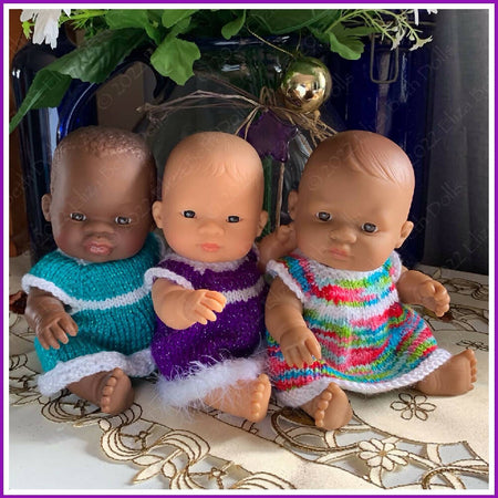 Miniland 21cm Doll clothes, PDF digital pattern, Easy Knit Dress