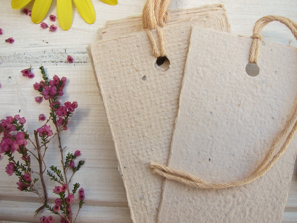 Green tea handmade recycled paper swing tags