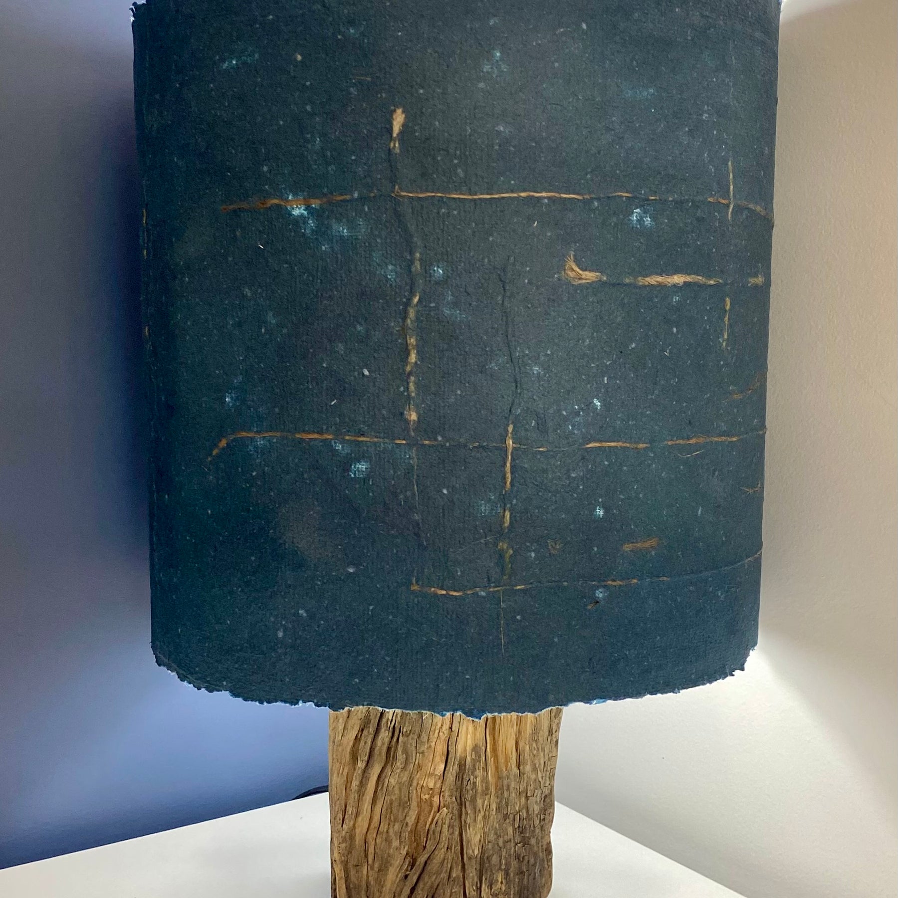 Lampshade "Steely Blue Handmade Paper"  30cm Lampshade
