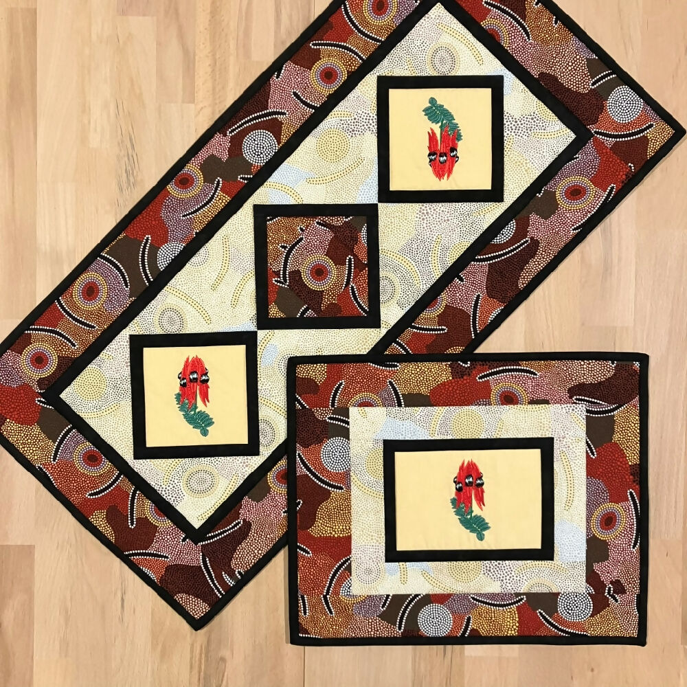 placemat handmade Australian native - sturt's desert pea