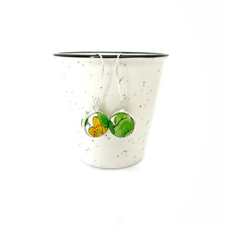 Double Sided Earrings Green and Gold