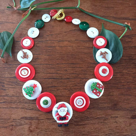 Santa Claus button necklace