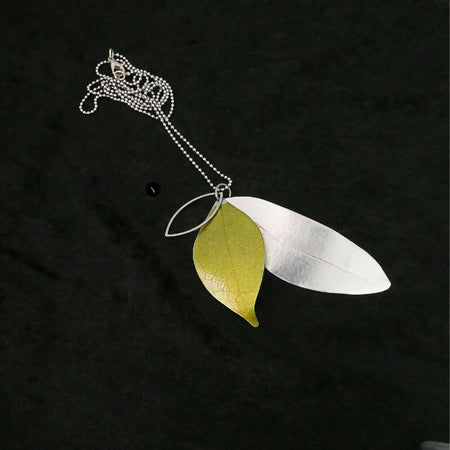 Anodised aluminium pendant hand dyed on textured aluminium - Citrus Eucalypt Collection - AP005