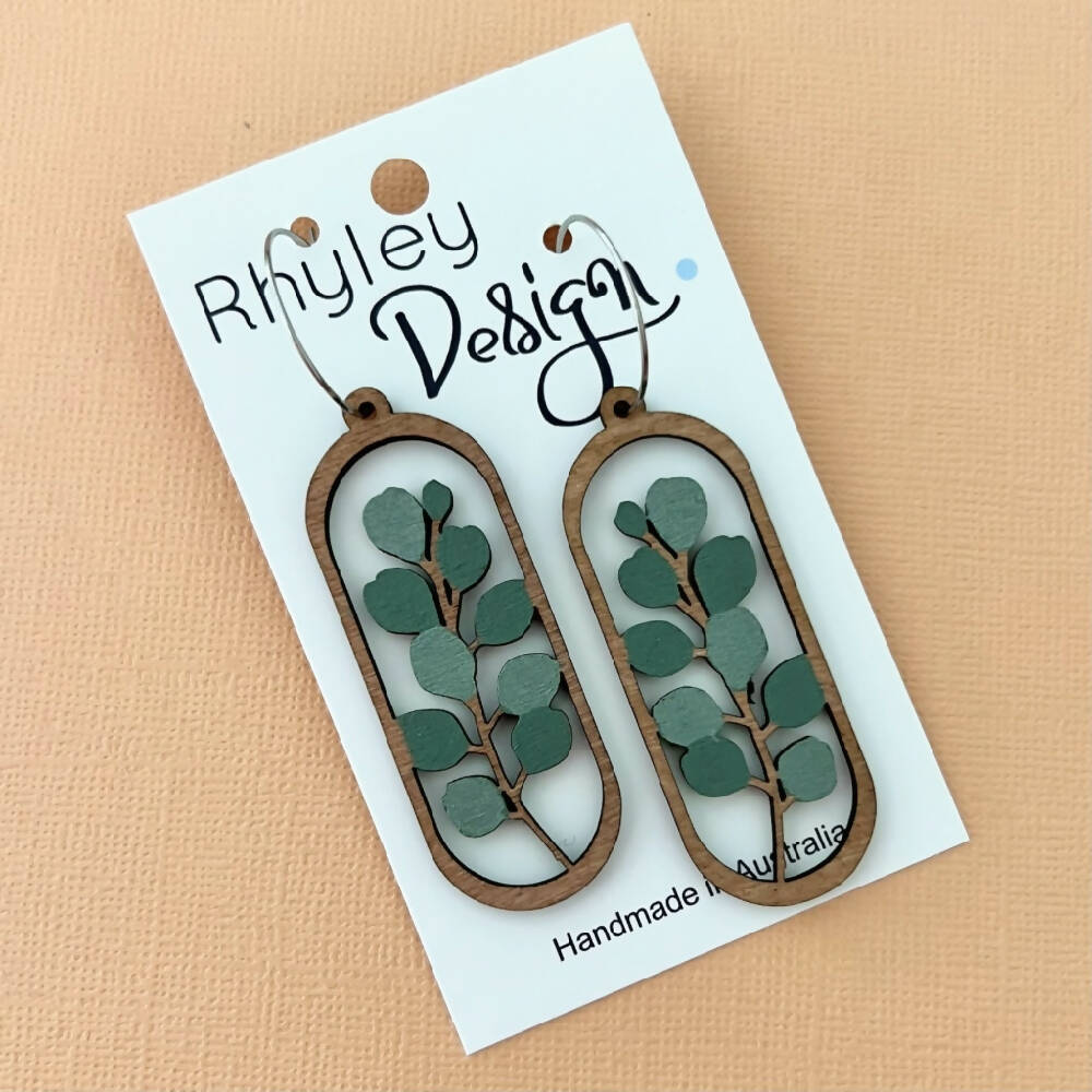 Eucalyptus Earrings, Pretty Wooden Australian Flora