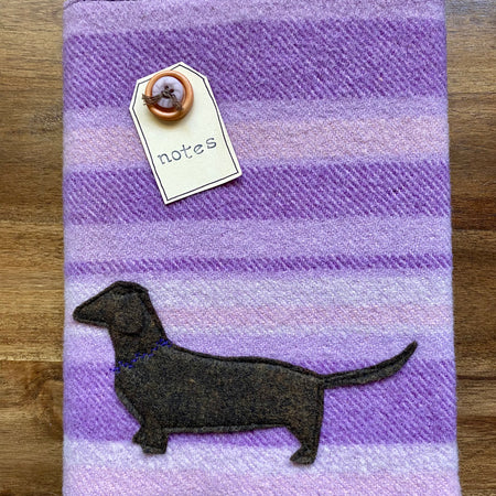 A5 Upcycled Notebook Dachshund - Purple