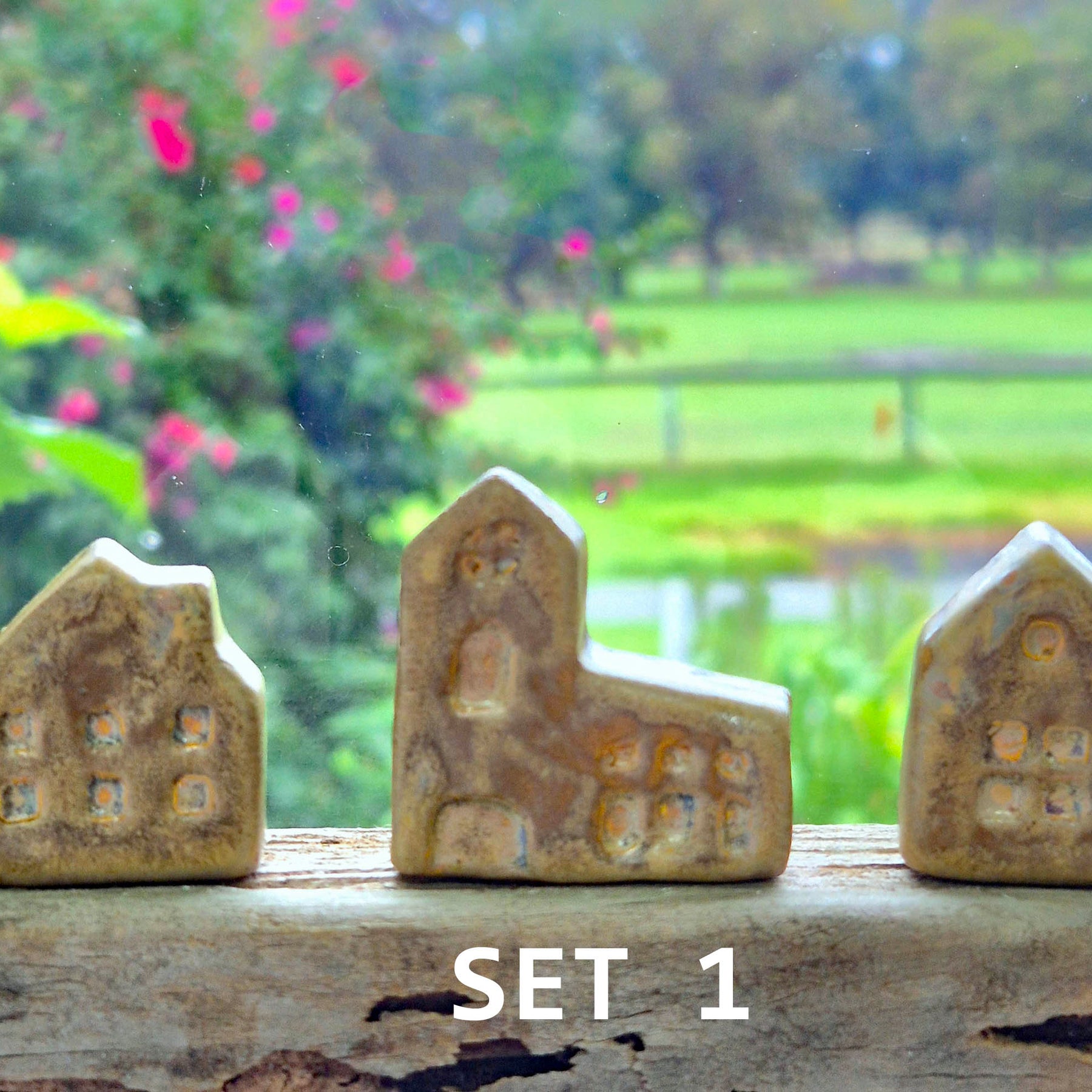 Handmade Ceramic Miniature Houses - Set of Three - Mothers Day Gift