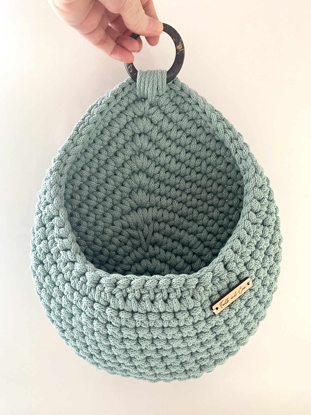 Crochet Hanging Basket - colour Duck Egg