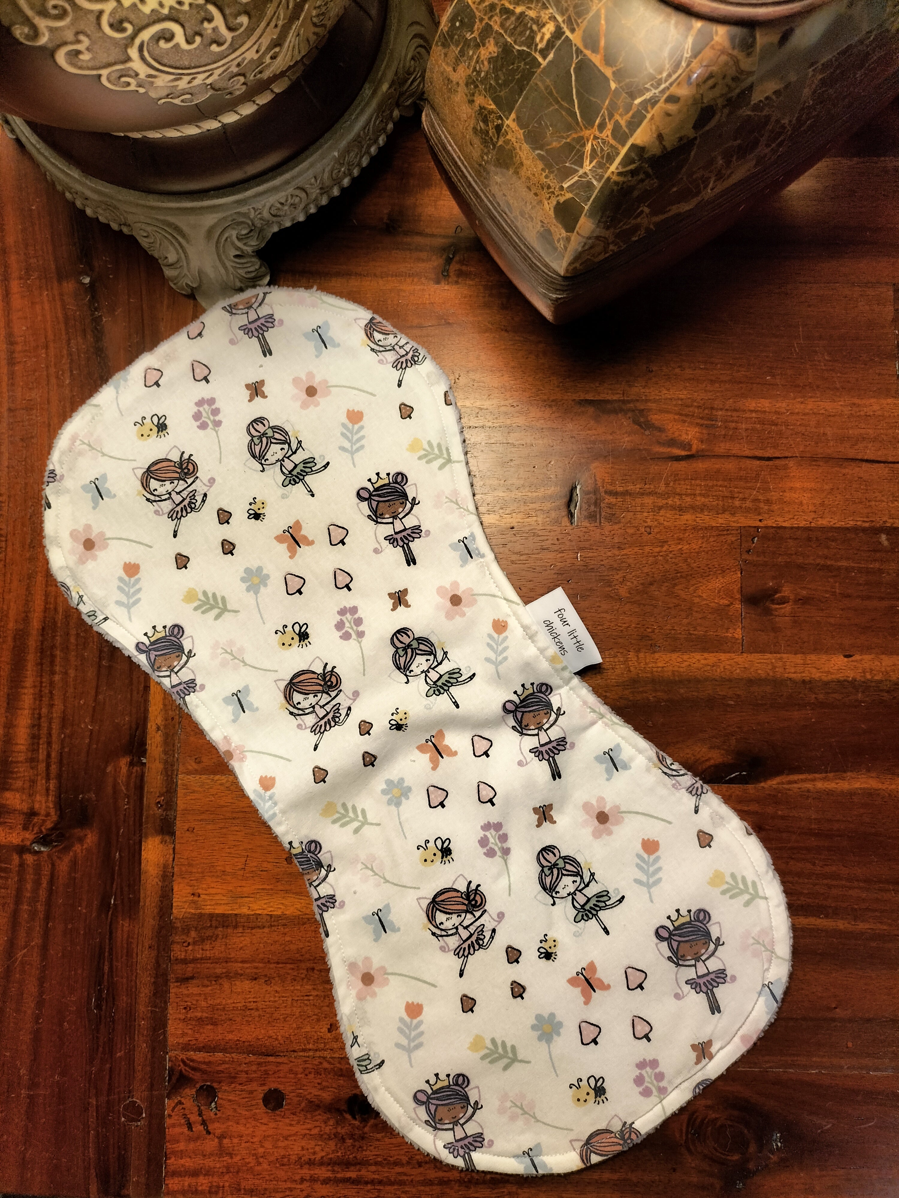 BALLERINA BURP CLOTH WITH BABY PINK TOWELLING