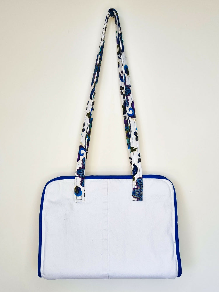 Denim Laptop Tote Handbag, Magnet Closures, Peacock Lining - FREE SHIPPING!