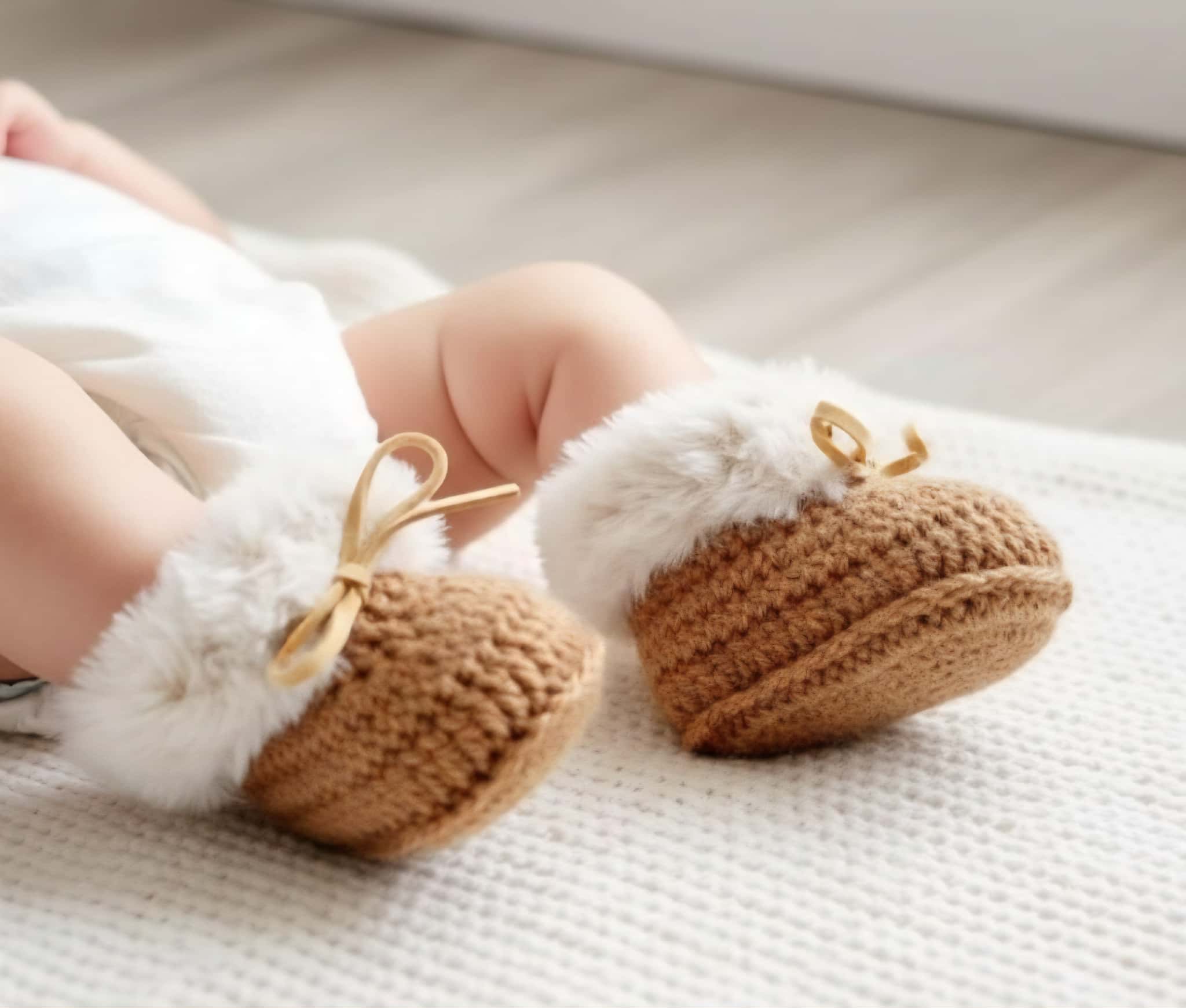 Baby Booties | Fluffy | Caramel | Newborn | Crochet | Knit | Shoes | Socks