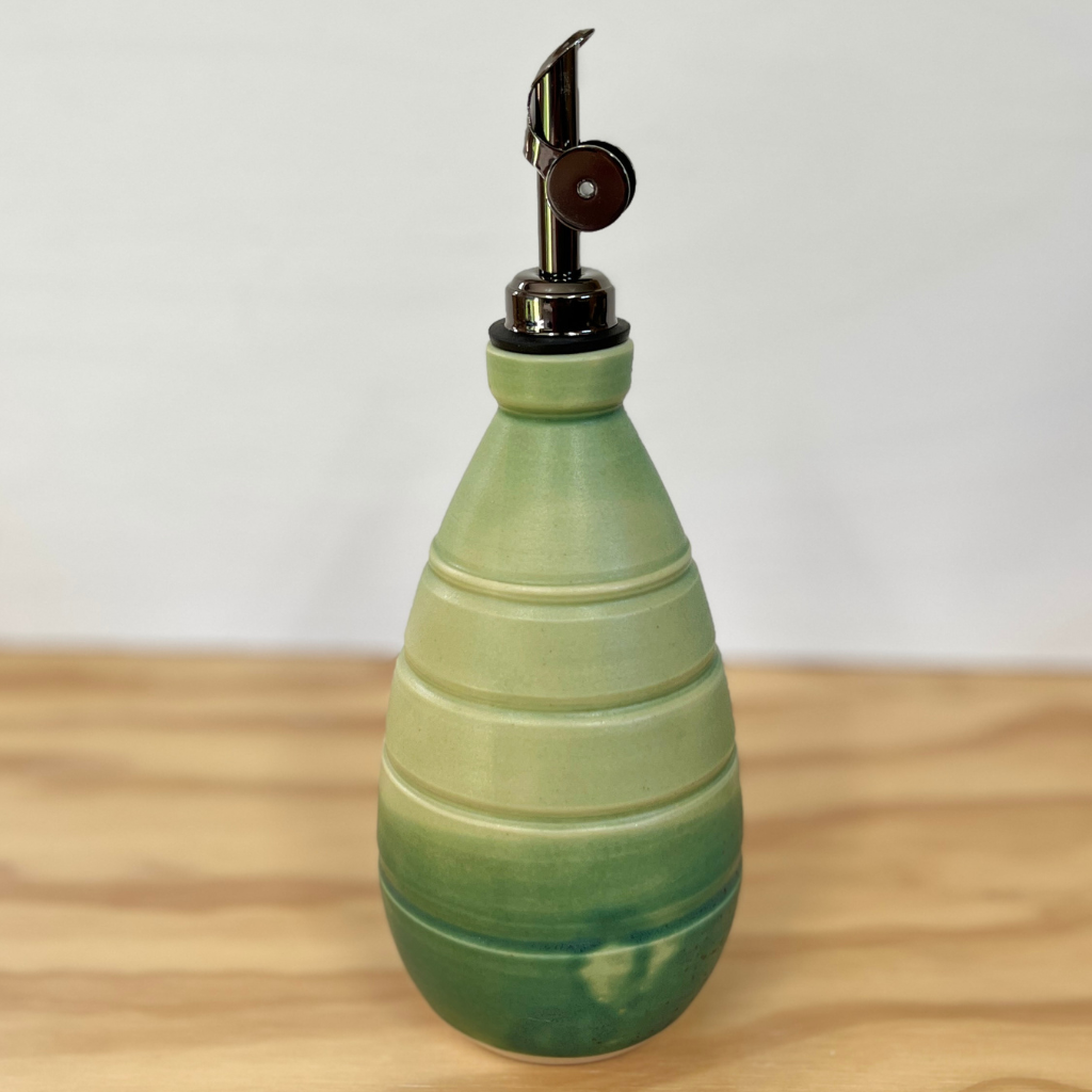 Wheel Thrown Ceramic Olive Oil Bottle and Pourer
