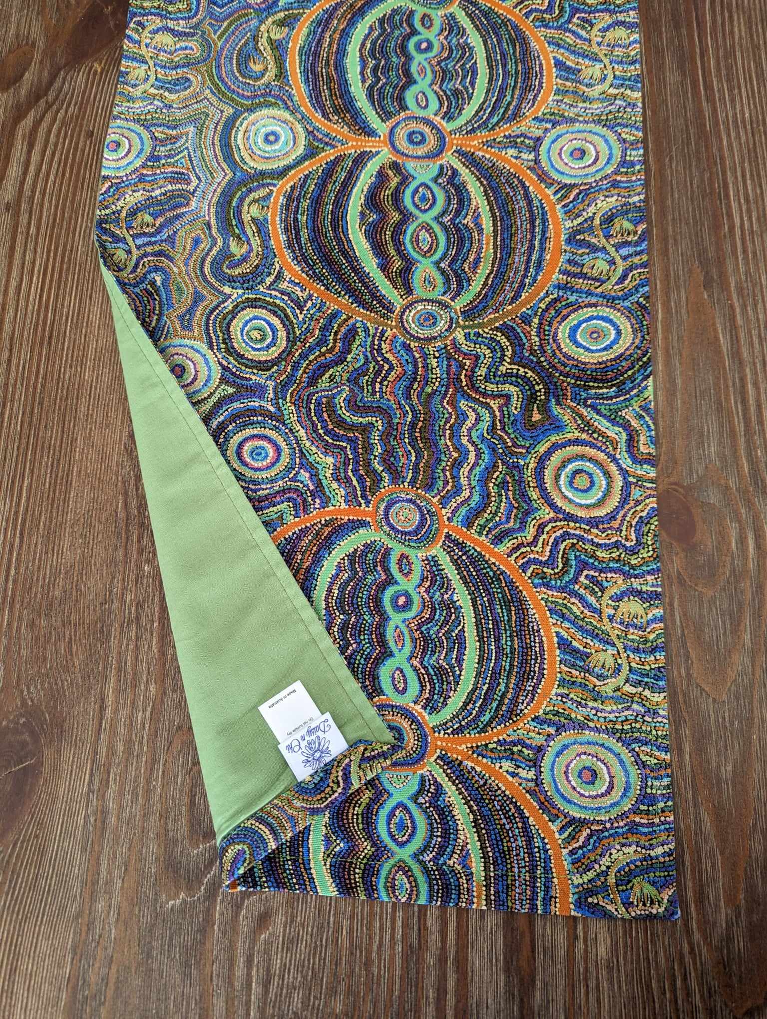 Indigenous Table Runner - Goanna Dreaming (Green)
