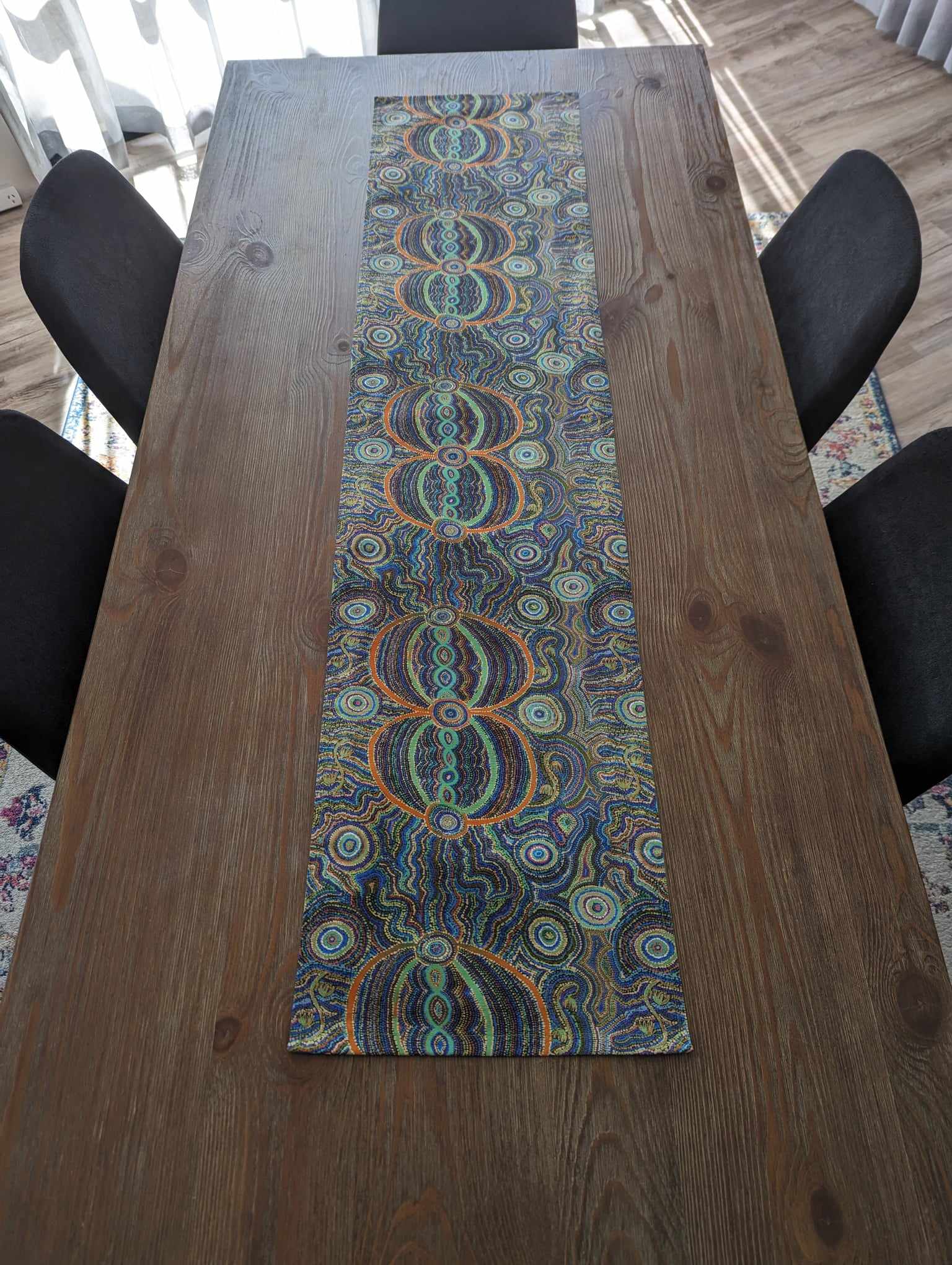 Indigenous Table Runner - Goanna Dreaming (Green)