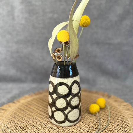 Wheel-thrown Hand-painted Ceramic Bud Vase 14cm