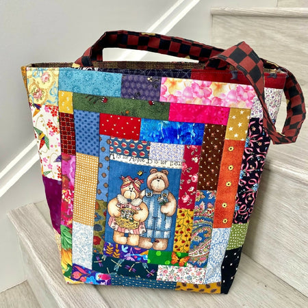 B is for Bear patchwork tote bag