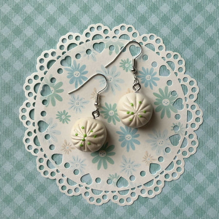 Pan fried buns dangles (hypoallergenic stainless steel hooks)