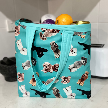 Grocery Tote ... Poodles ... Lined with storage pouch
