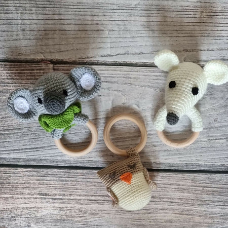 Handmade crochet baby teether animal rattles