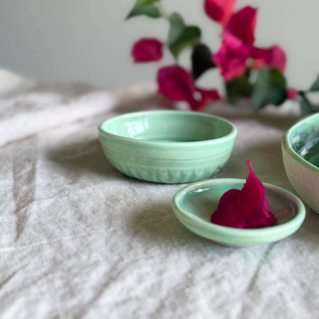 Porcelain Condiment Dish Set of 2 | Celadon Chatter | Wheel Thrown