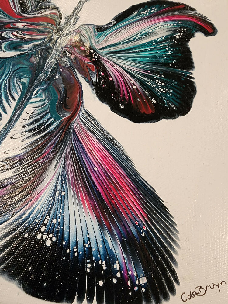 Original Fluid Art Illuminated Butterfly Painting