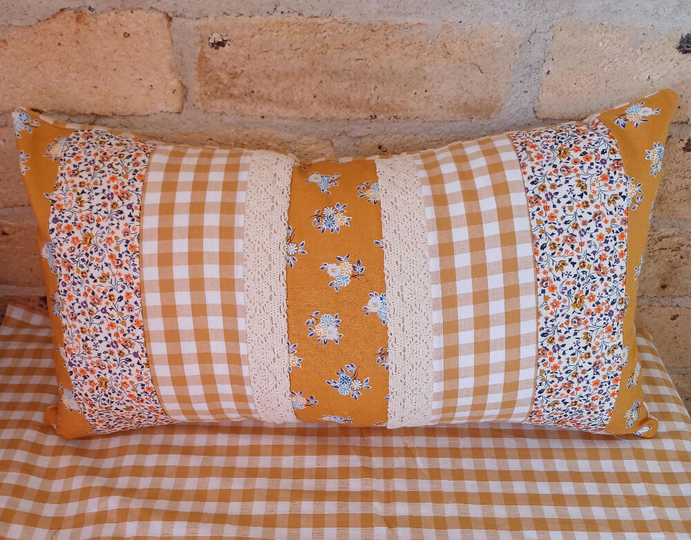 Patchwork Cushion - Liberty and Gingham