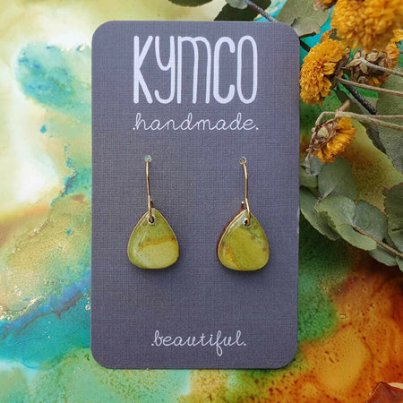 The Rainforest Collection| Resin small hook earrings | Lime