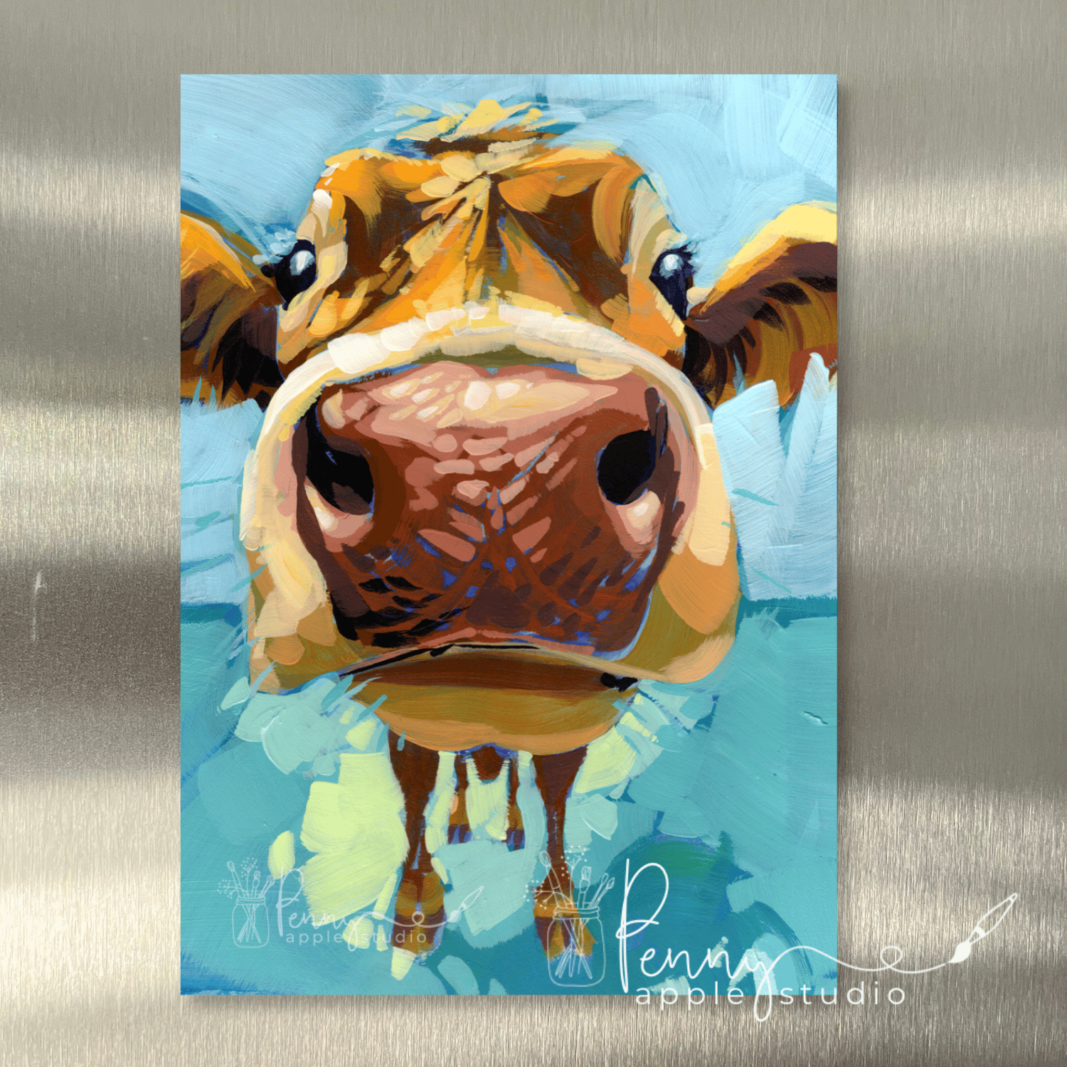 (1) Cow Fridge Magnet – Expressive Mini Art