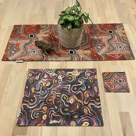 handmade Australian aboriginal reversible - red & mauve