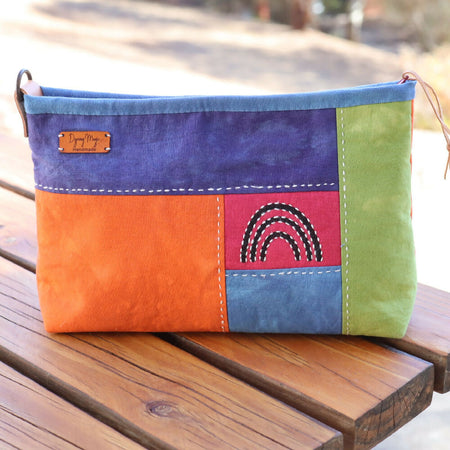 Hand Dyed Zipper Bag, ochre