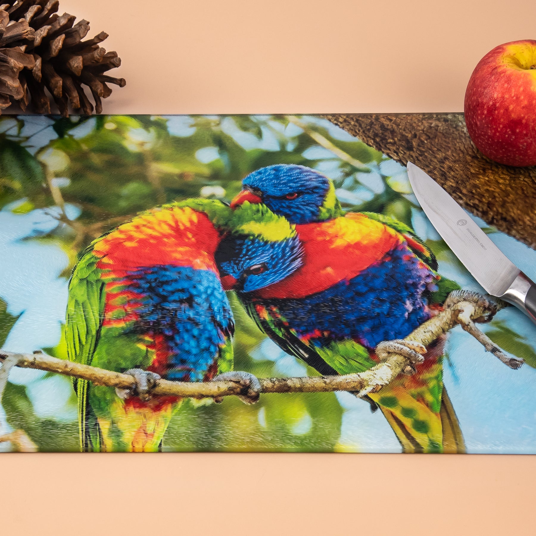 Rainbow Lorikeet Chopping Board - Tempered Glass
